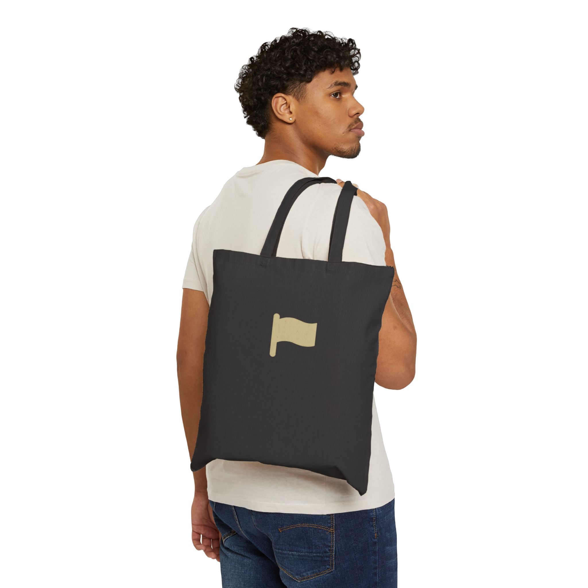 Beige Flag Tote Cotton Canvas Eco Shopper