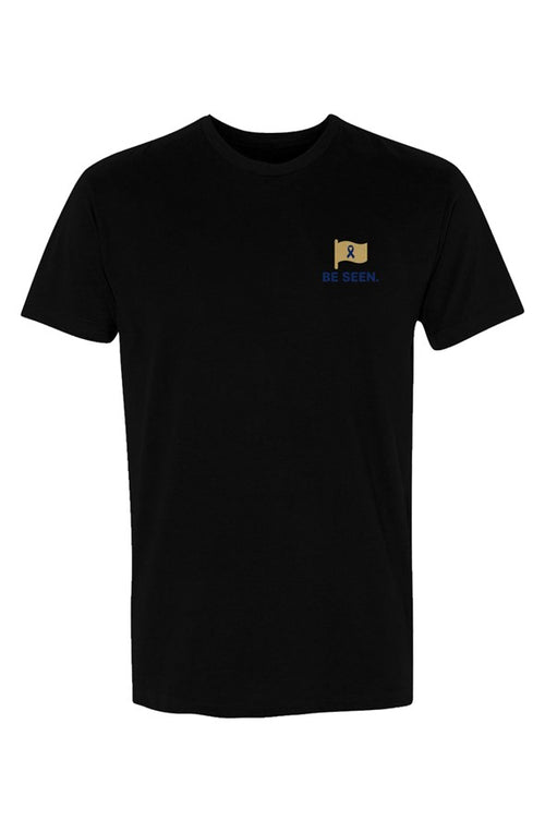 BE SEEN. Beige Flag Sueded T-Shirt