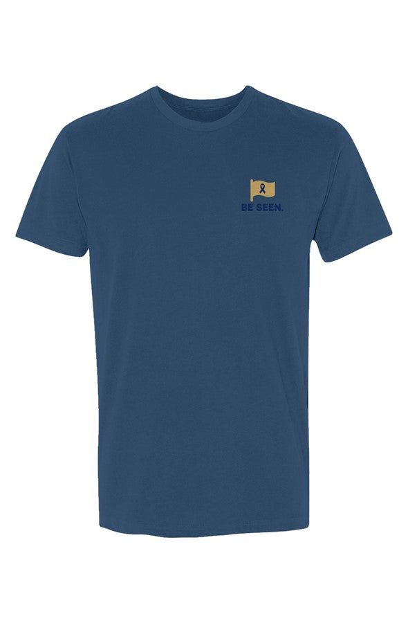 BE SEEN. Beige Flag Sueded T-Shirt